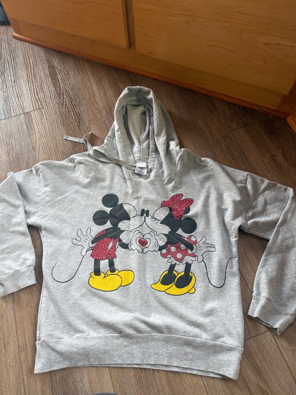Disney Light Gray Pullover Hoodie size medium